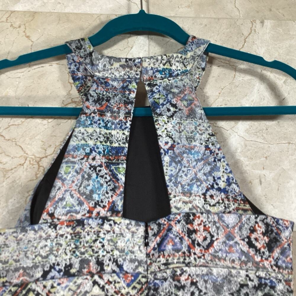 Parker Tribal Jacquard Party Brady Dress | Fit & Flare | Cut-Out Back | Size S - Picture 3 of 14